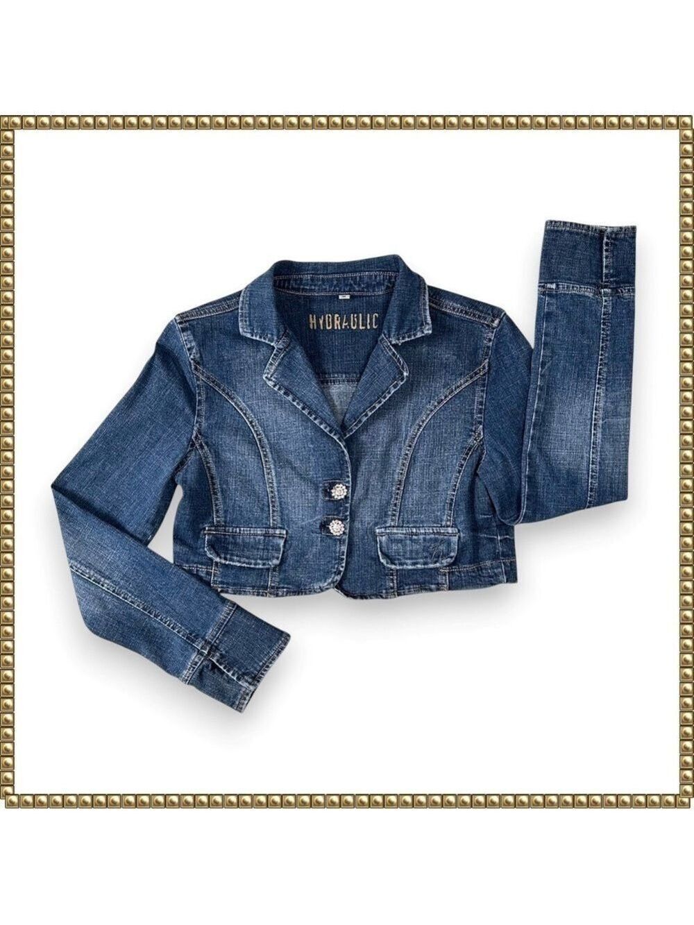 Hydraulic Denim Cropped Jacket Medium